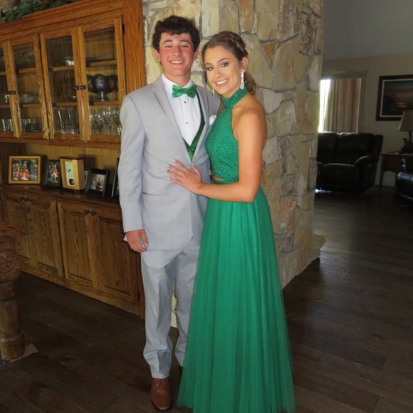 Green Sherri Hill Prom Dress - Picture 3 of 4